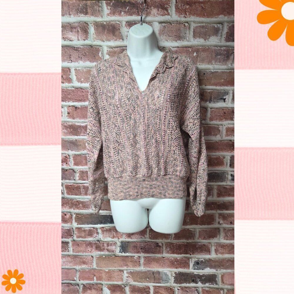 Vintage Women's DAVIDSON'S Long Sleeves Knit V Neck Sweater Medium